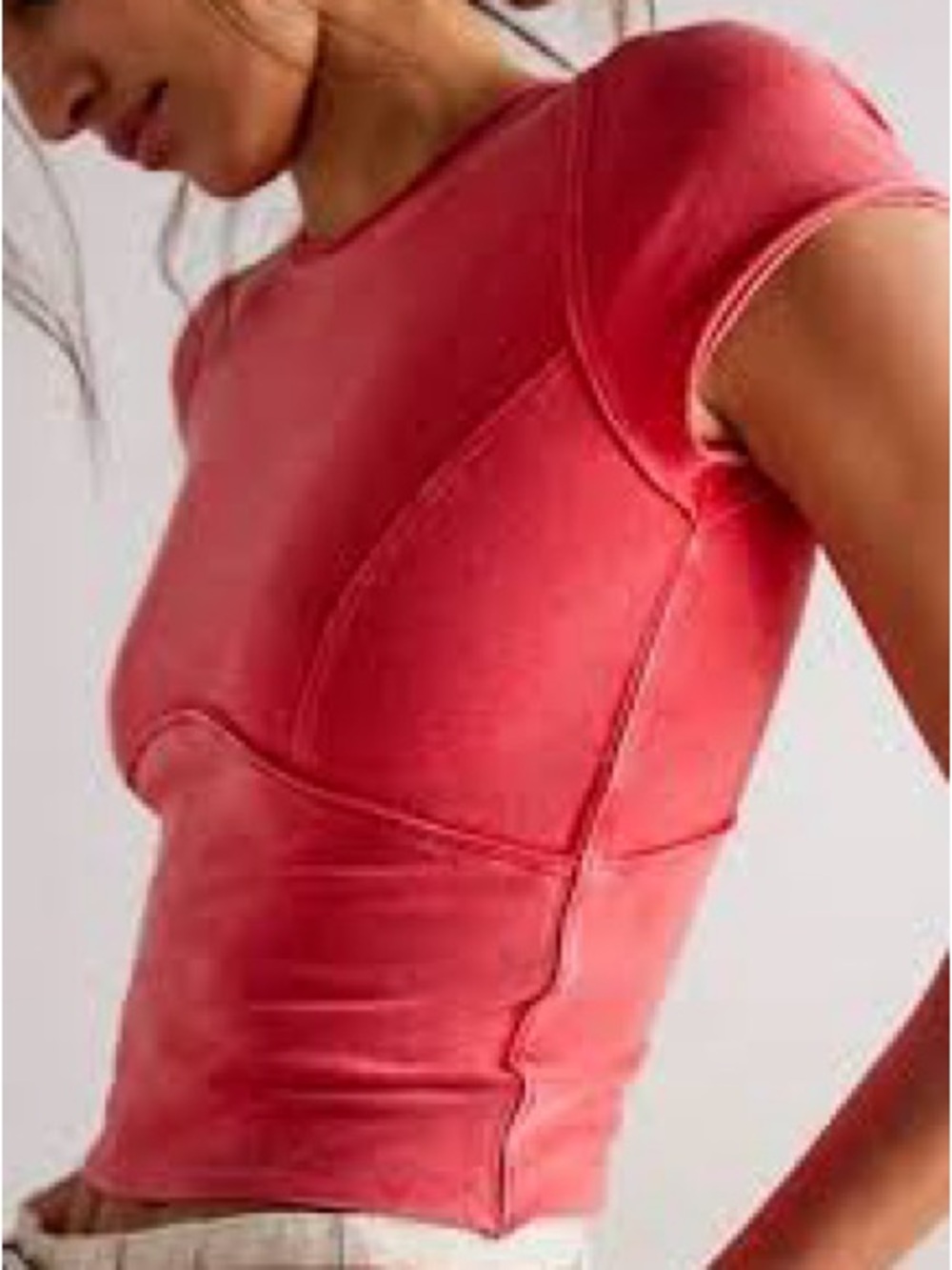 We The Free Fitted Crop Top in Coral